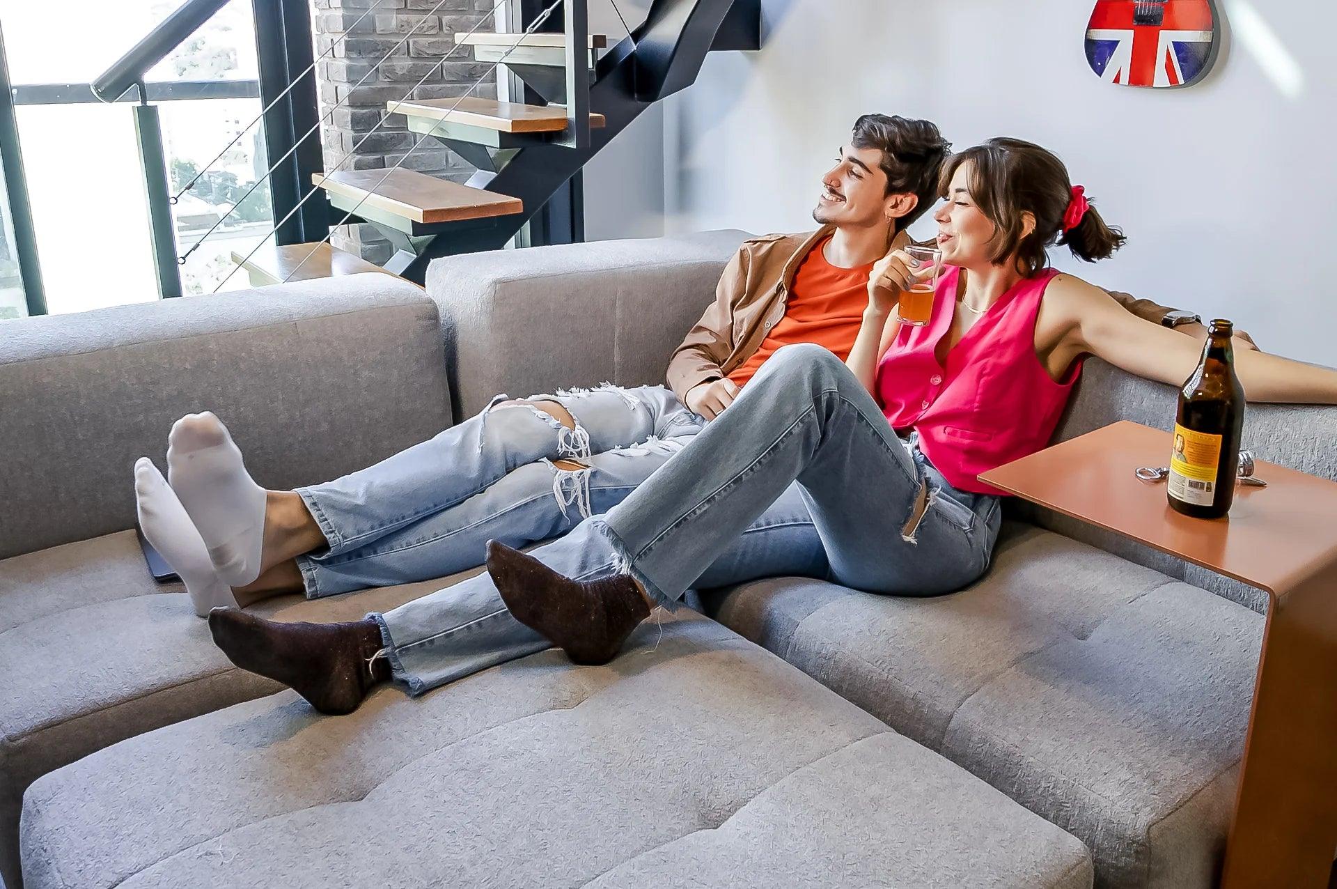 Sofá na Caixa modular 3 lugares em Boucle - Cinza - Sofá na Caixa